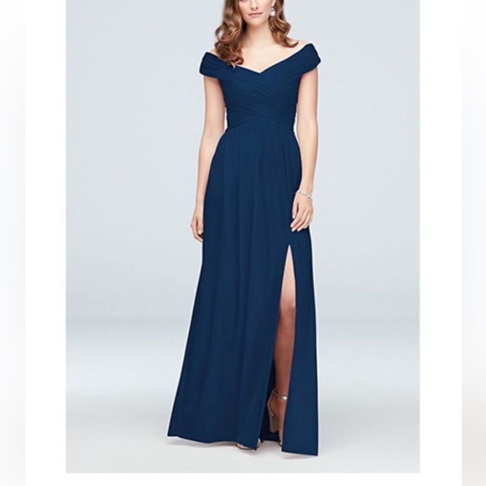 Celebrate DS Studio Off the Shoulder Mesh Maxie Marine Navy Sz6 NWT IN PACKAGING
